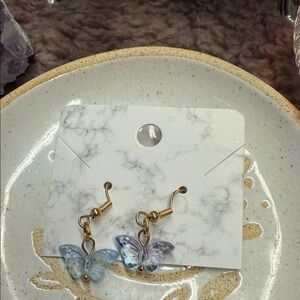 Butterfly Dangle Earrings with Gold Accents